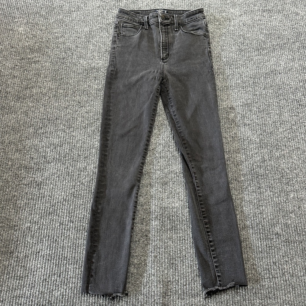 Abercrombie Fitch Womens Jeans 25/0r Black Simone High Rise Ankle Raw Hem